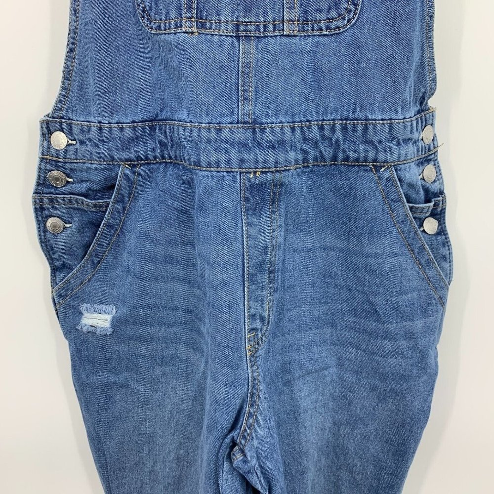 Arizona Denim Overalls Blue Distressed Straight Leg Jeans - Picture 4 of 9